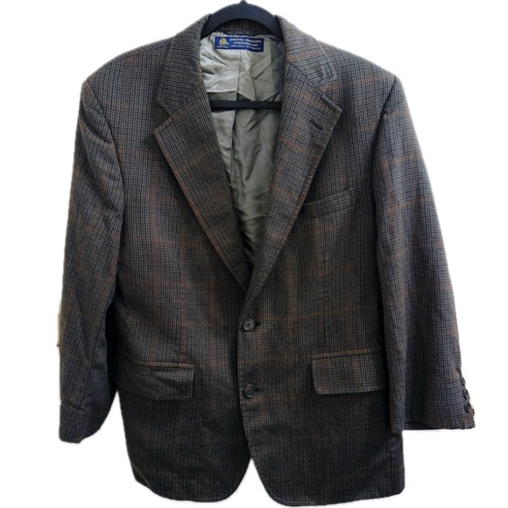 Brooks Brothers Wool Blazer in Brown Plaid
